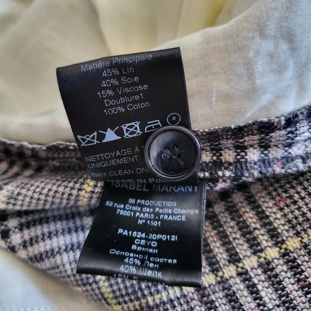 New ISABEL MARANT Ceyo Checked High-Rise Slim Fit Trouser Pants NWT 10 US/42 FR - Picture 15 of 15